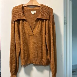 Anthropologie - Maeve V-Neck Sweater in Warm Brown -XL